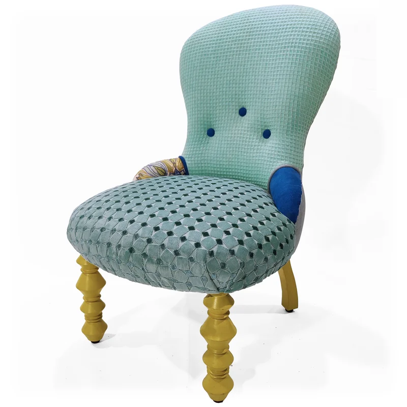 Playful baroque contemporary design by MORETTINA DESIGN. Cozy armchair teal color