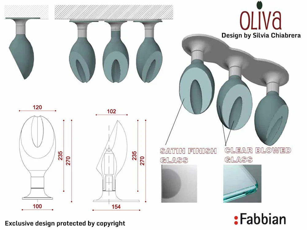 Original custom furniture design for brand projects “Oliva” lighting model designed by architect Silvia Chiabrera for the “Birth of a Myth” contest by Fabbian Italian lighting. Plans