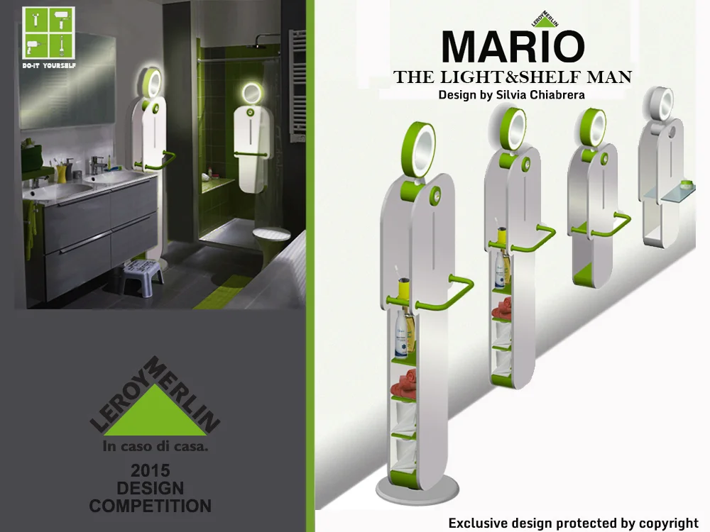 Original custom furniture design for brand projects “Mario” lighting cabinet designed by architect Silvia Chiabrera for the design contest by Leroy Merlin