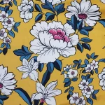 Colorful Bohemian lamp fabric with floral prints on yellow background