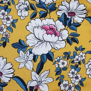 Colorful Bohemian lamp fabric with floral prints on yellow background