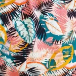 Colorful Bohemian lamp fabric with tropical prints on pink background