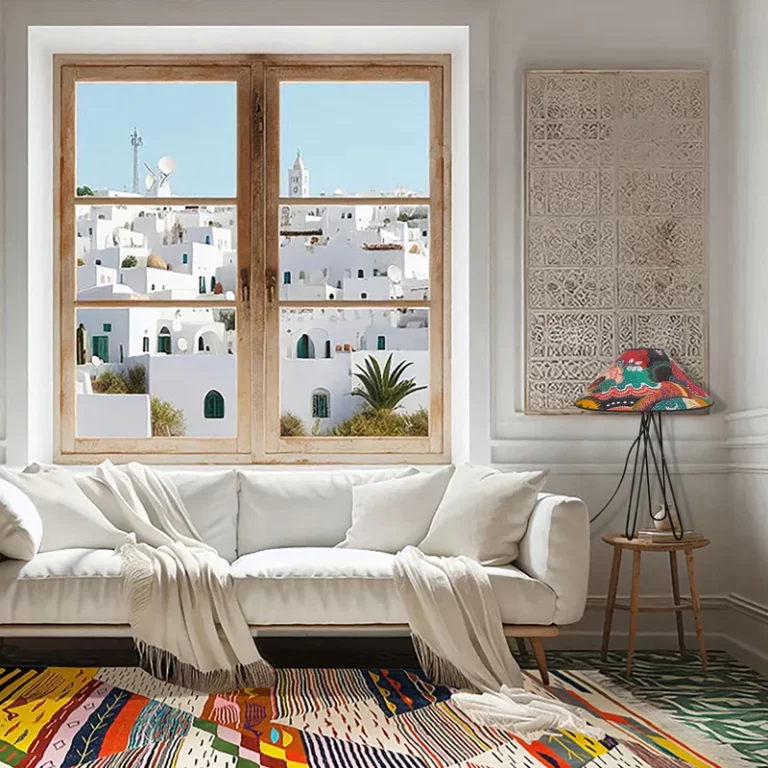 Bohemian interior . Table lamps and moroccan carpet by MORETTINA®